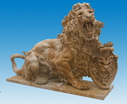 Walking Stone Lions Sculpture